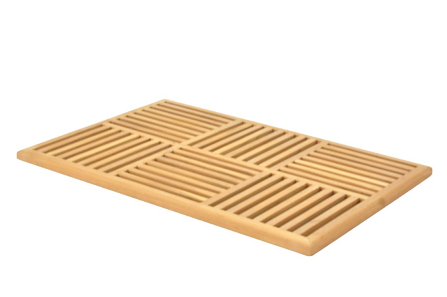 Signature Hardware 949677 Huan Teak Bathroom Floor Mat - Wood